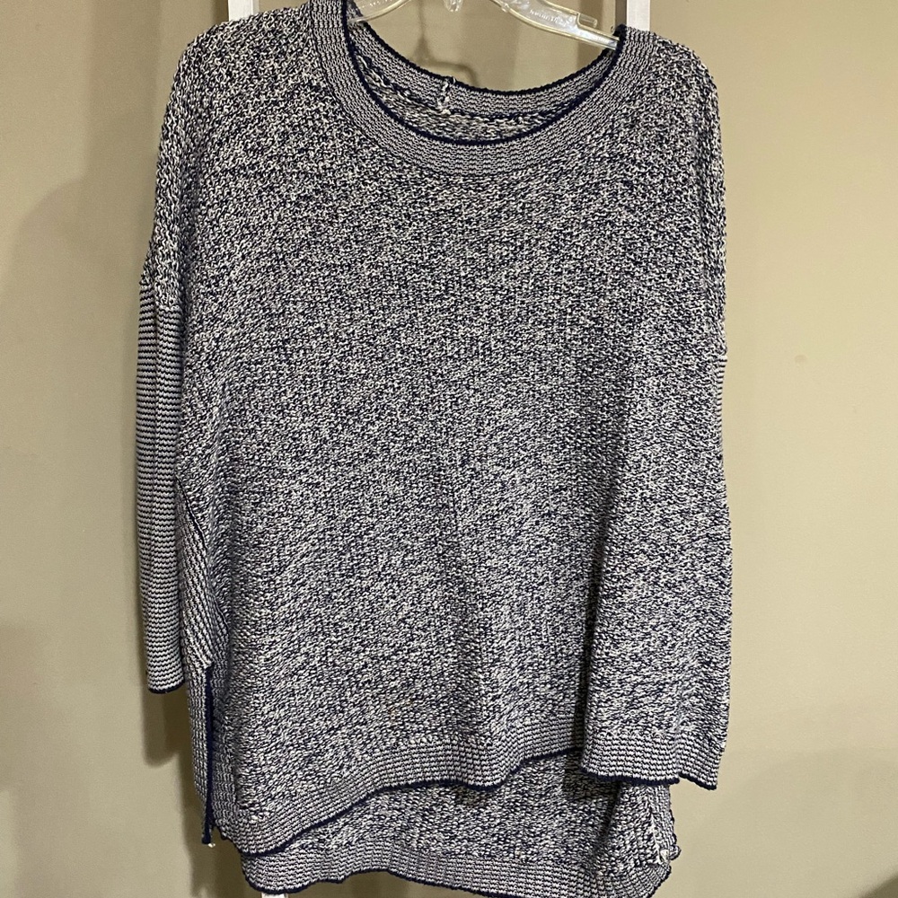 cabi Elsa Pullover Sweater Womens XS Blue Cable Knit Crew High-96